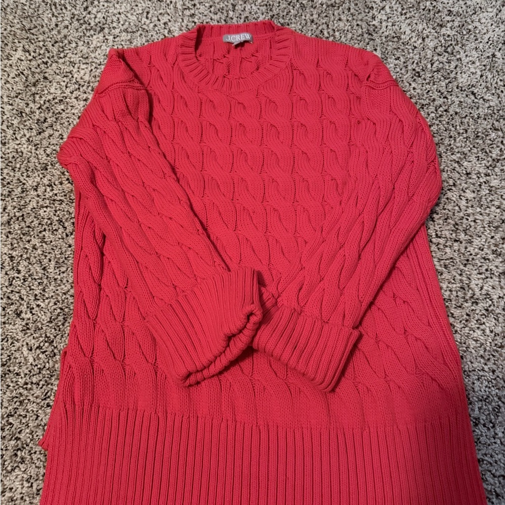 J. Crew Red Cable Knit Sweater